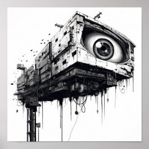 Futuristic Watchful Eye: Surveillance Camera of To Poster
