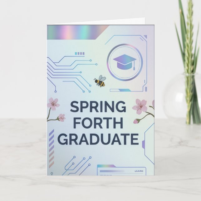 Futuristic Watercolor Celestial Graduation Card (Front)