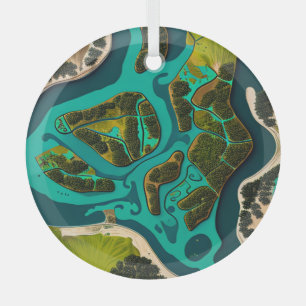 Futuristic Wetlands Glass Ornament