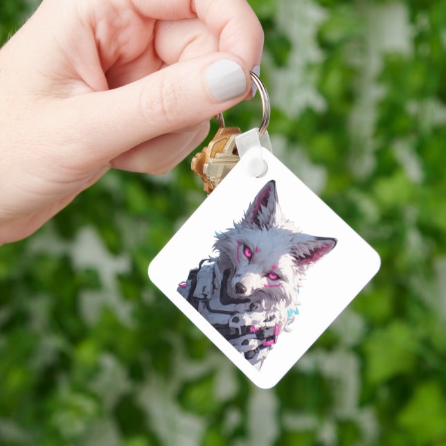 Futuristic White Fox Keychain (Hand)