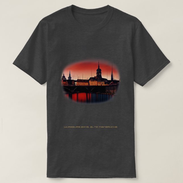 Futuristic Wrzburg Alte Mainbridge 2045 Artwork T-Shirt (Design Front)