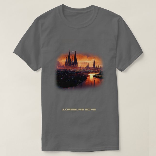 Futuristic Wuerzburg 2045 Artwork T-Shirt (Design Front)