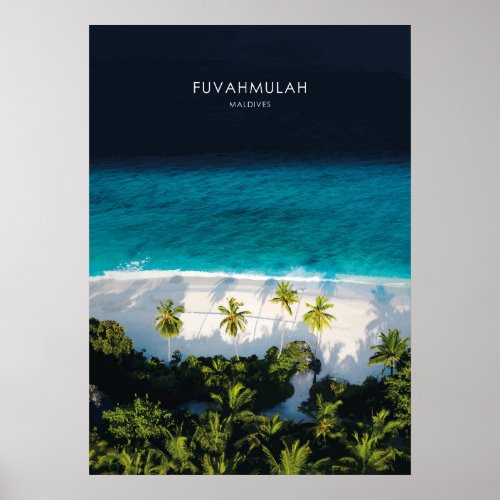 Fuvahmulah Beach Maldives Travel Illustration Poster