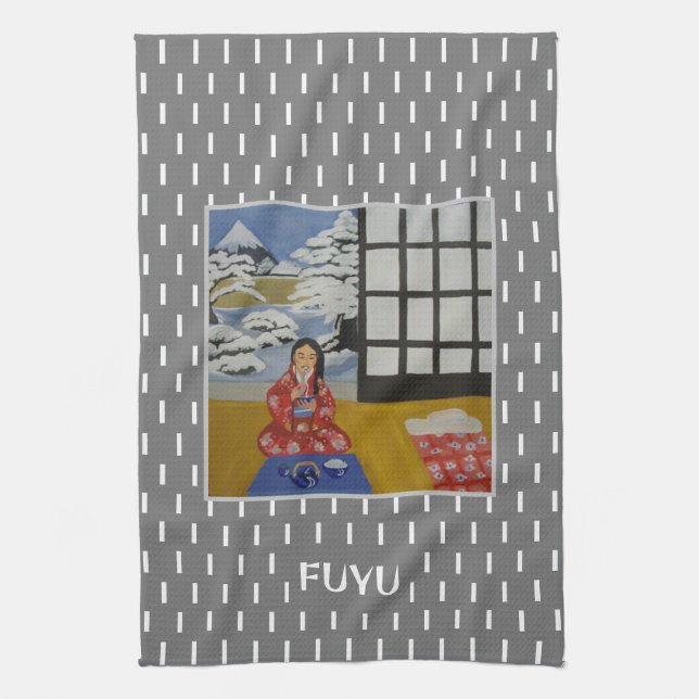 Fuyu Japanese Winter season Art Kitchen Towel (Vertical)