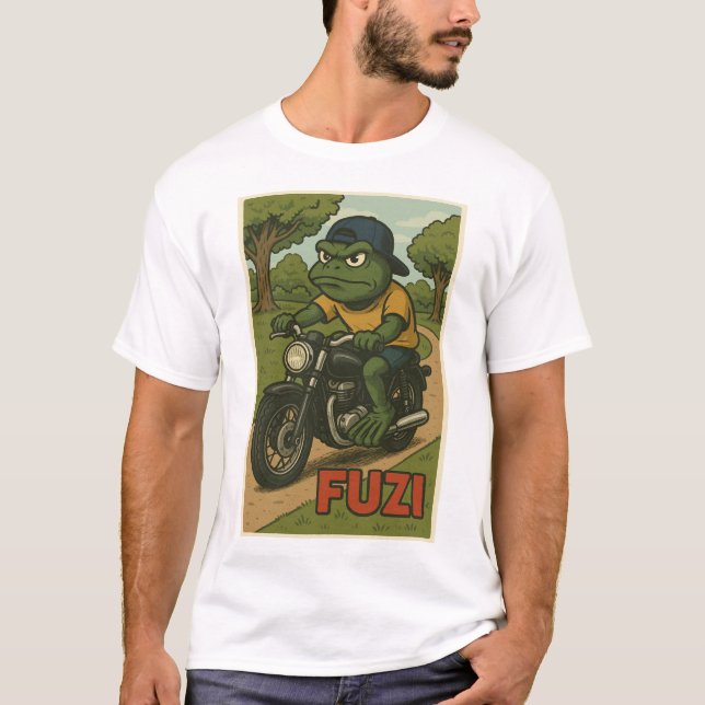 FUZI – Ride or Ribbit | Motorcycle Frog T-Shirt (Front)