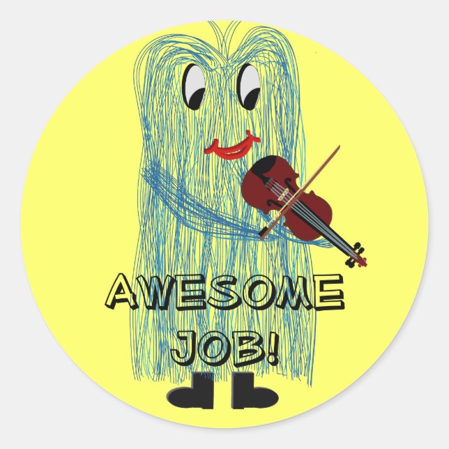 Fuzzy16inch, Awesome Job! Classic Round Sticker (Front)