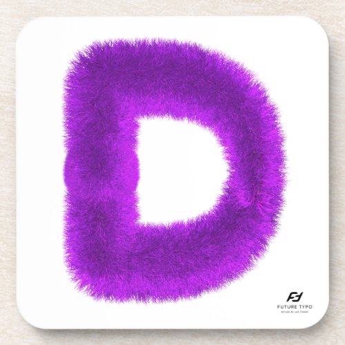 Fuzzy 3D Letter D _ Hard plastic coaster
