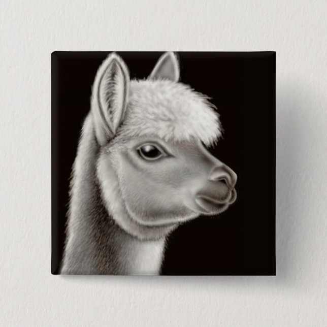 Fuzzy Alpaca Face Pin (Front)