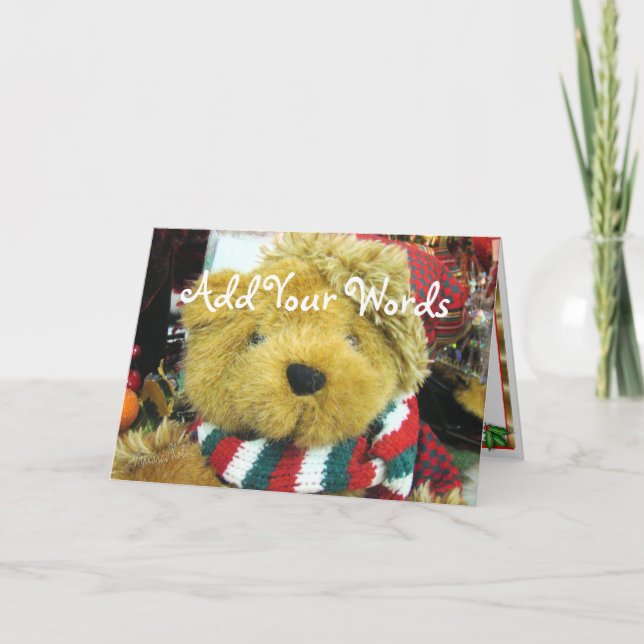 Fuzzy Bear- customize Holiday Card (Front)