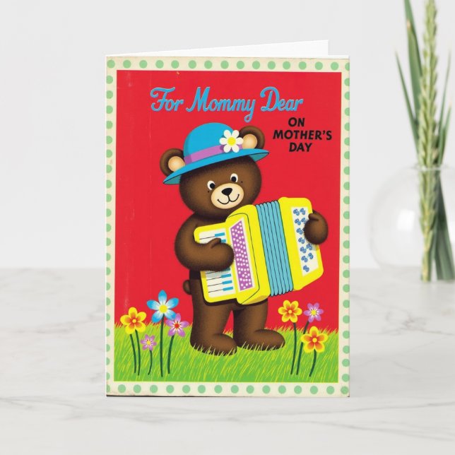 Fuzzy Bear Mothers Day Music Card (Front)