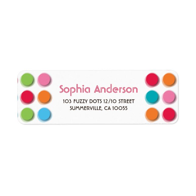 Fuzzy Blur Color Dots Retro Party Address Labels (Front)