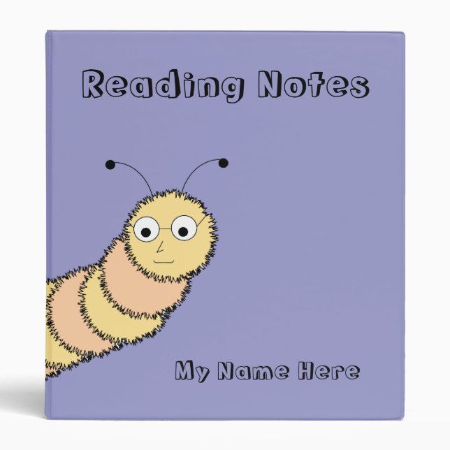 Fuzzy bookworm school Binder (Front)