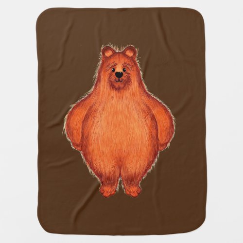 Fuzzy Brown Bear  Baby Blanket
