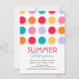 Fuzzy Color Dancing Dots Fun Summer Party Invite
