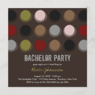 Fuzzy Color Disco Dots Bachelor Party Invitation