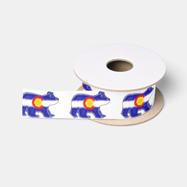 Fuzzy Colorado style bear flag ribbon (Spool)