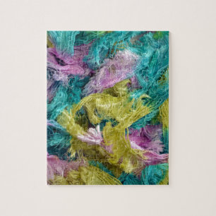 Fuzzy colorful strands of yarn background jigsaw puzzle