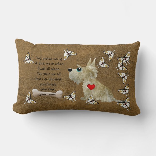 Fuzzy Dog Poem Lumbar Pillow (Front)
