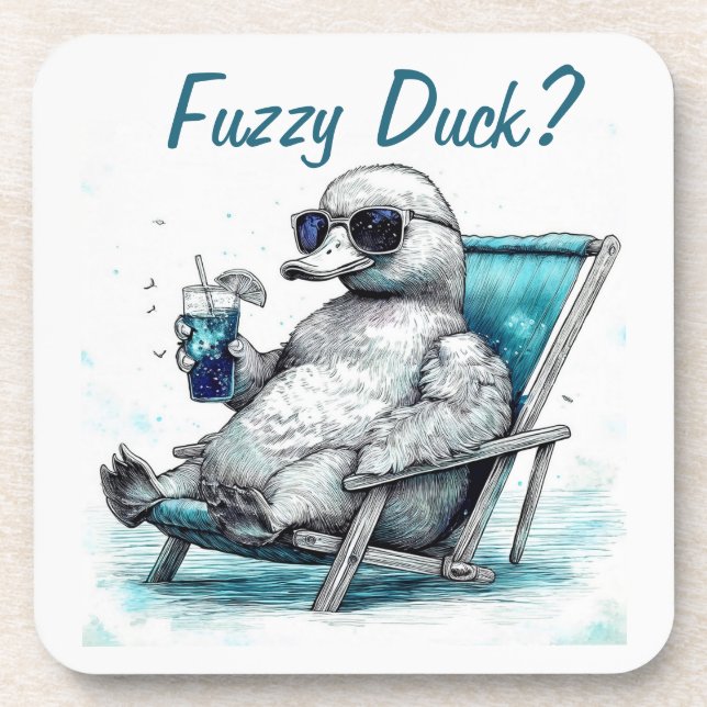 Fuzzy Duck Beverage Coaster (Front)