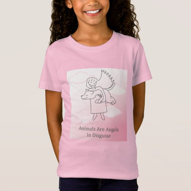 Fuzzy Express® Angel Dog Kid Pink T-Shirt (Front)