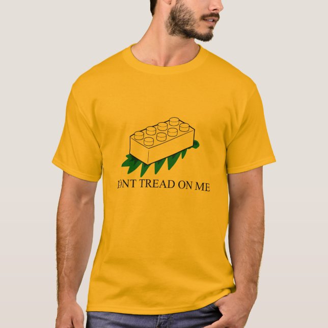 Fuzzy Express® Gadsden Flag Brick Joke Gold T-Shirt (Front)
