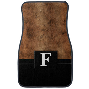 Fuzzy Faux Fur Animal Print Monogrammed Classic Car Floor Mat