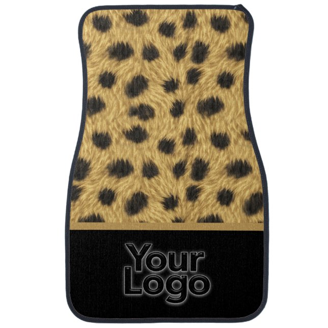 Fuzzy Faux Fur Animal Print Monogrammed Classic Car Floor Mat (Front)