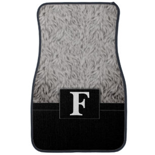 Fuzzy Faux Fur Animal Print Monogrammed Classic Car Floor Mat