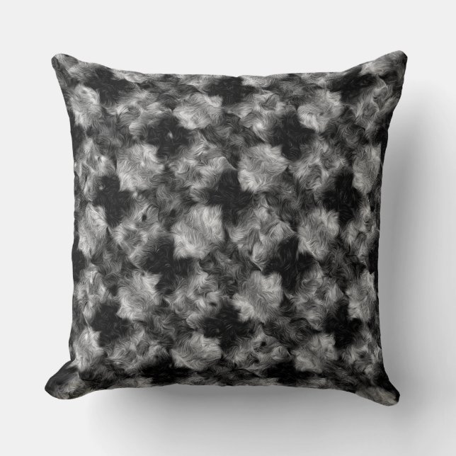 Fuzzy Faux Fur Checkered Pattern Throw Pillow (Front)