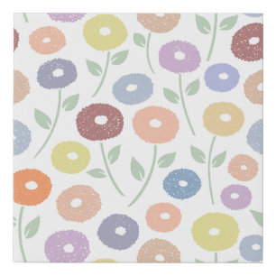 Fuzzy Flower Lg Pattern Pastels Faux Canvas Print