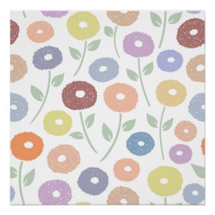 Fuzzy Flower Lg Pattern Pastels Poster