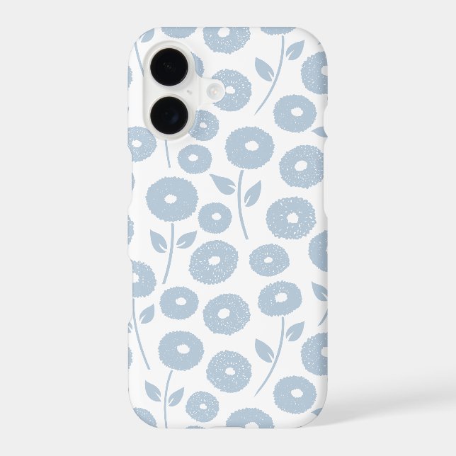 Fuzzy Flower Rpt Pattern Blue on White Case-Mate iPhone Case (Back)