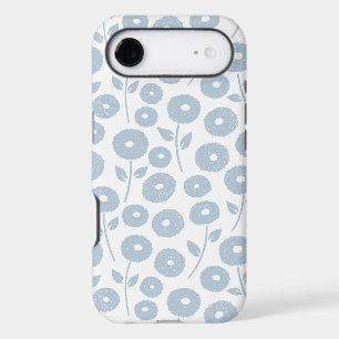 Fuzzy Flower Rpt Pattern Blue on White iPhone 17 Air Case