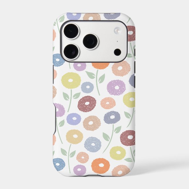 Fuzzy Flower Rpt Pattern Pastels on White Case-Mate iPhone Case (Back)