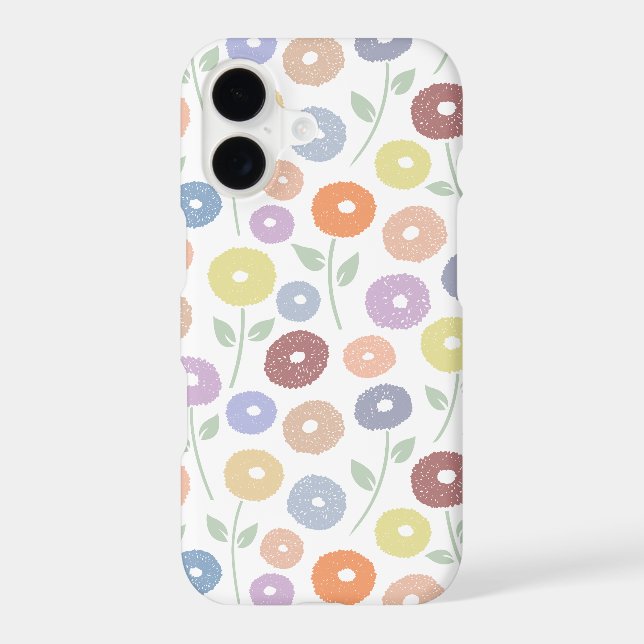 Fuzzy Flower Rpt Pattern Pastels on White Case-Mate iPhone Case (Back)