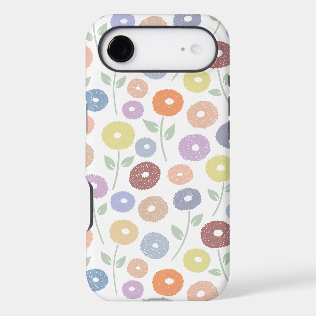 Fuzzy Flower Rpt Pattern Pastels on White Case-Mate iPhone Case (Back)