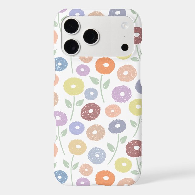 Fuzzy Flower Rpt Pattern Pastels on White iPhone Case (Back)