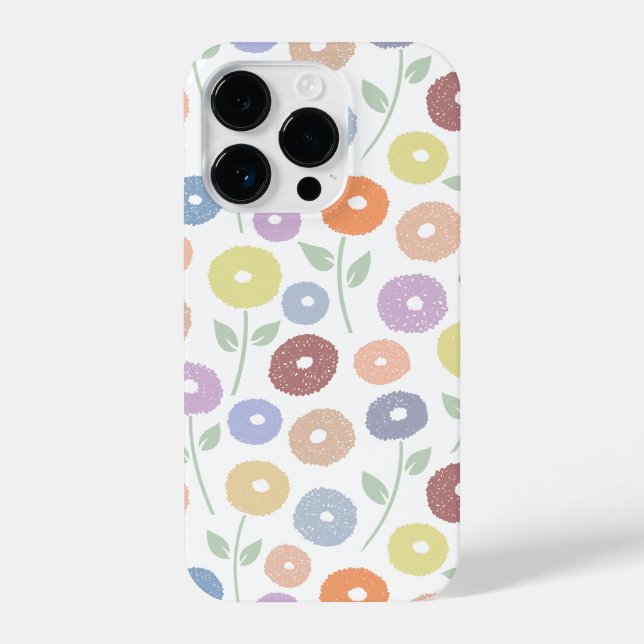 Fuzzy Flower Rpt Pattern Pastels on White iPhone Case (Back)