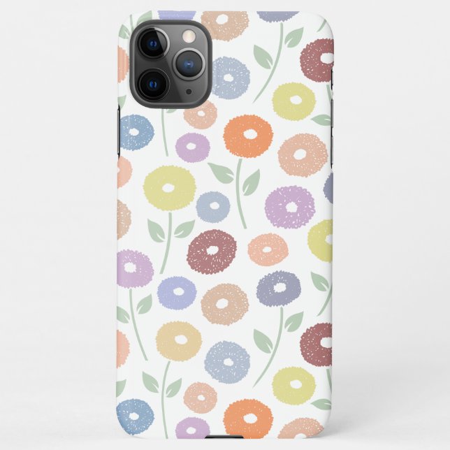Fuzzy Flower Rpt Pattern Pastels on White iPhone Case (Back)