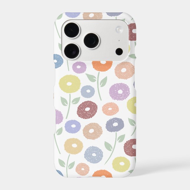 Fuzzy Flower Rpt Pattern Pastels on White iPhone Case (Back)