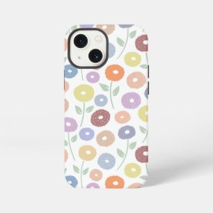 Fuzzy Flower Rpt Pattern Pastels on White iPhone 13 Mini Case