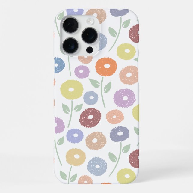 Fuzzy Flower Rpt Pattern Pastels on White iPhone Case (Back)