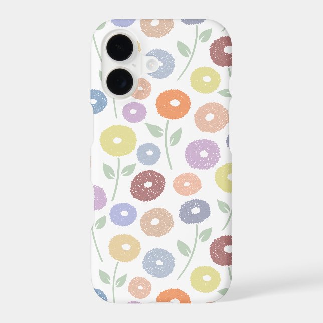 Fuzzy Flower Rpt Pattern Pastels on White iPhone Case (Back)