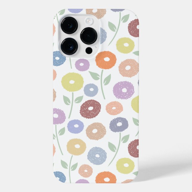 Fuzzy Flower Rpt Pattern Pastels on White iPhone Case (Back)