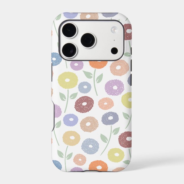 Fuzzy Flower Rpt Pattern Pastels on White iPhone Case (Back)