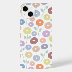 Fuzzy Flower Rpt Pattern Pastels on White iPhone 14 Plus Case