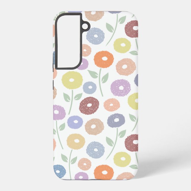 Fuzzy Flower Rpt Pattern Pastels on White Samsung Galaxy Case (Back)