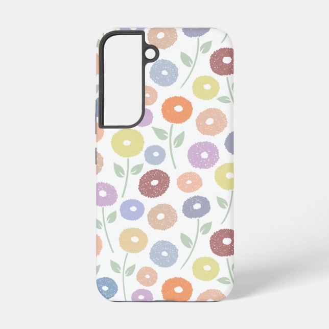 Fuzzy Flower Rpt Pattern Pastels on White Samsung Galaxy Case (Back)