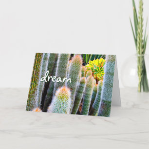 Fuzzy Green Cactus Dream Script Stylish Modern Card