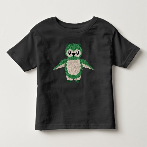 Fuzzy Green Owl 2T 3T 4T 5T Boys Girls Toddler T_shirt